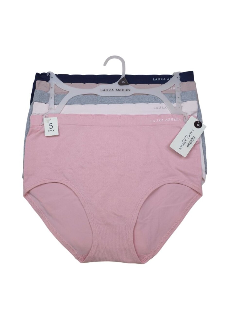 Laura Ashley Womens 5-Pack Briefs 1X Nylon/Spandex Assorted Colors Comfortable